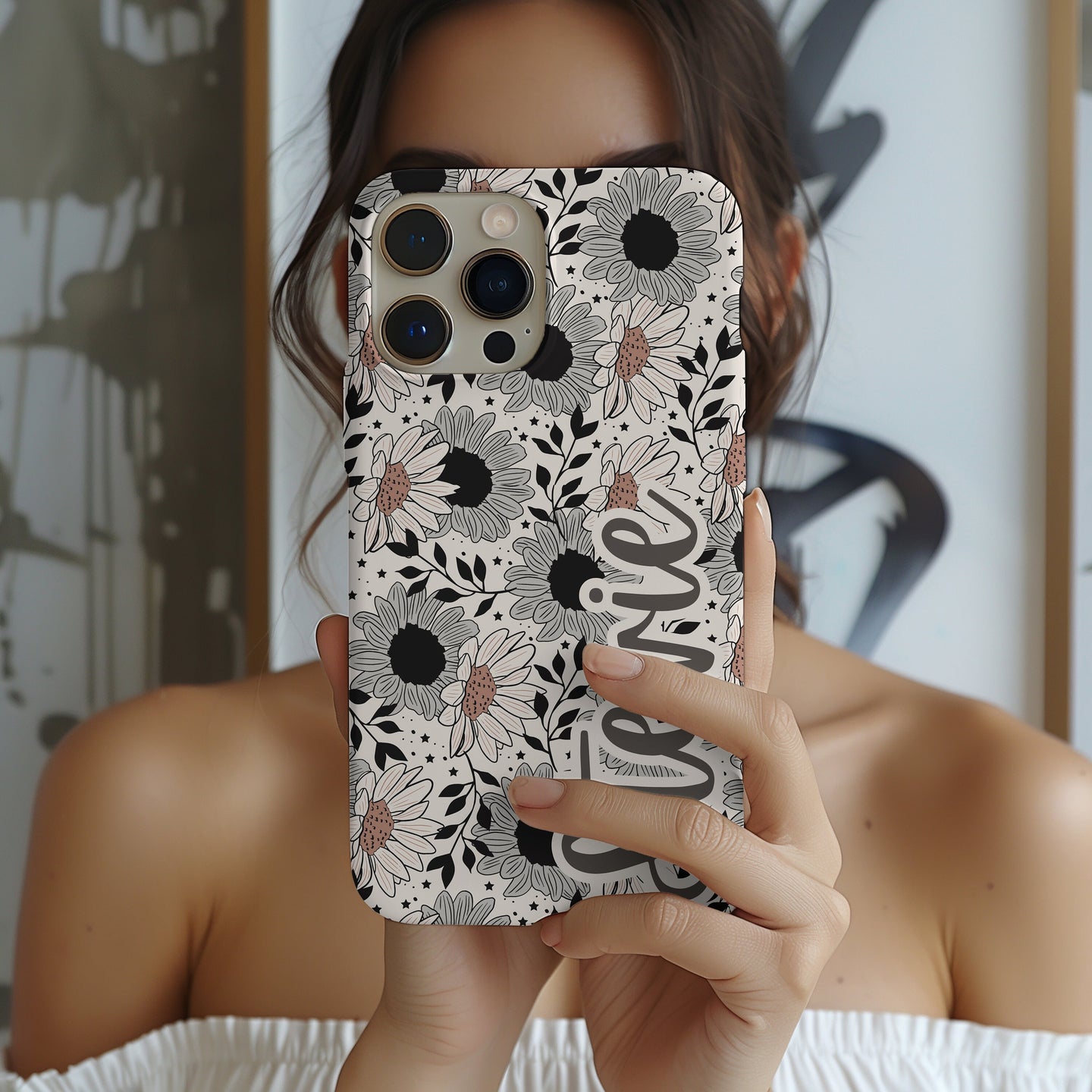 Personalized Dark Floral MAGSAFE iPhone 16, 15, 14, 13 pro max plus, custom name tough phone case